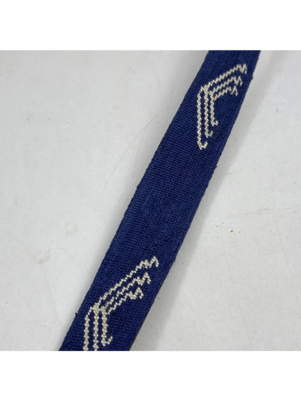 Smathers & Branson Hand Stitched Needlepoint Leather Belt USA Size 34 Chevron